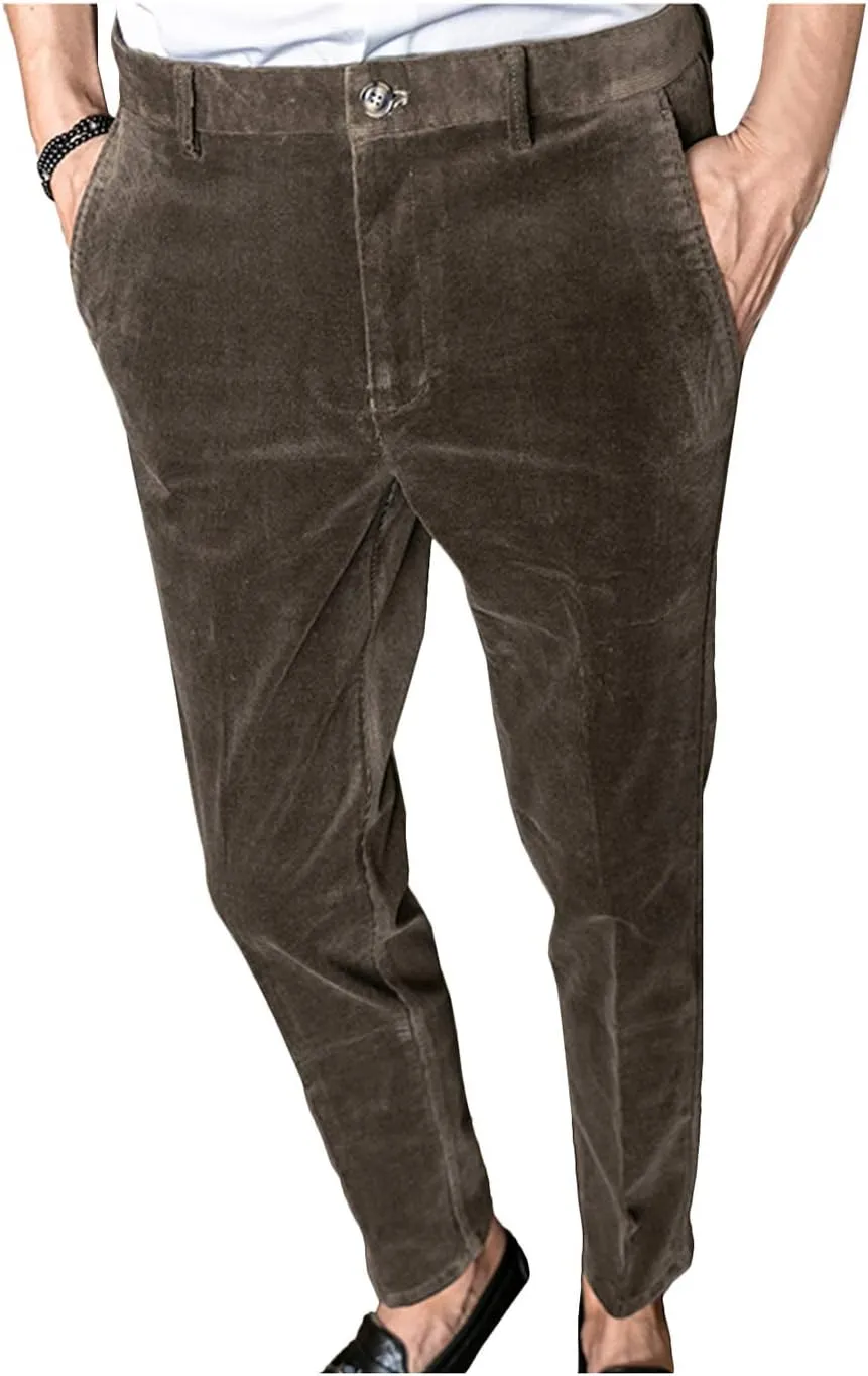 Wemaliyzd Men's Premium Casual Corduroy Suit Pants Straight Leg Trousers