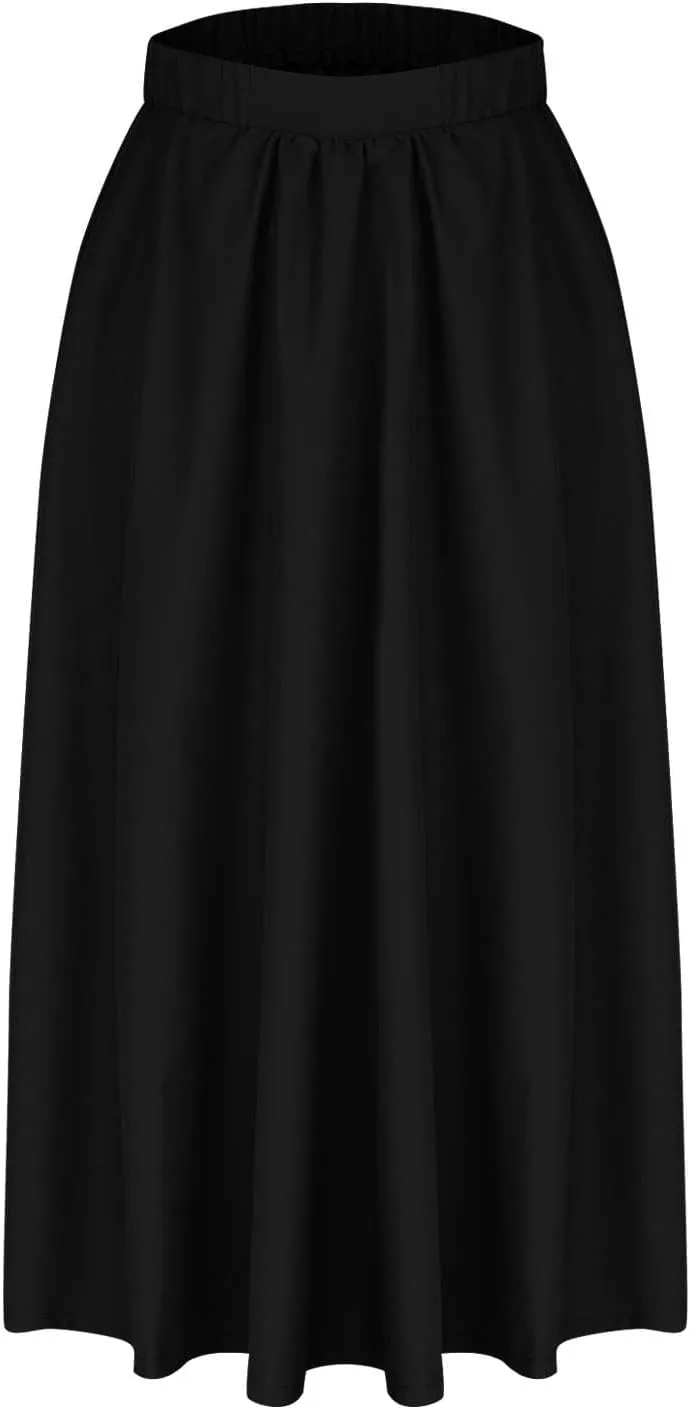 Women Casual Summer Lightweight A Line Skirts Elastic Waist Midi Skirt Beach Holiday Half Dress 2025 Trendy