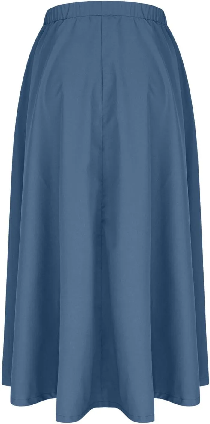 Women Casual Summer Lightweight A Line Skirts Elastic Waist Midi Skirt Beach Holiday Half Dress 2025 Trendy