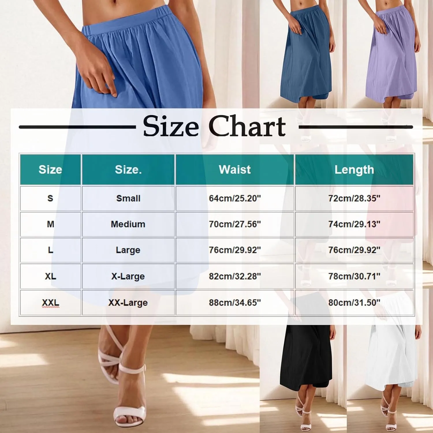 Women Casual Summer Lightweight A Line Skirts Elastic Waist Midi Skirt Beach Holiday Half Dress 2025 Trendy
