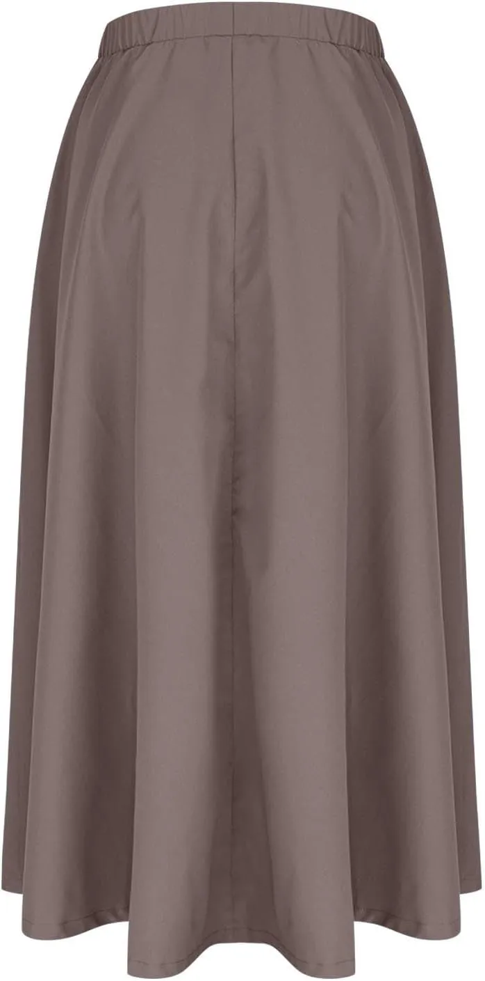 Women Casual Summer Lightweight A Line Skirts Elastic Waist Midi Skirt Beach Holiday Half Dress 2025 Trendy