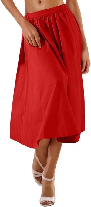 Women Casual Summer Lightweight A Line Skirts Elastic Waist Midi Skirt Beach Holiday Half Dress 2025 Trendy