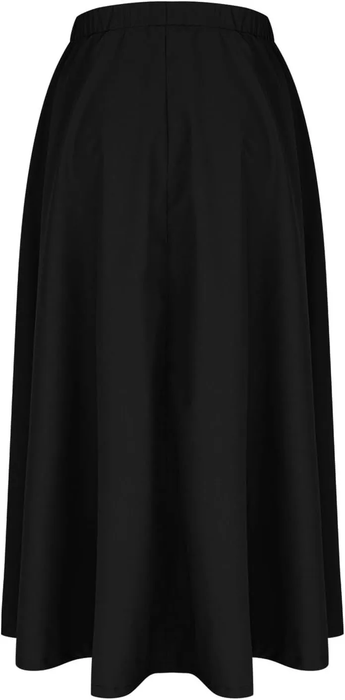 Women Casual Summer Lightweight A Line Skirts Elastic Waist Midi Skirt Beach Holiday Half Dress 2025 Trendy