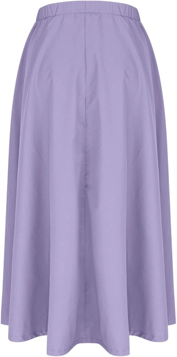 Women Casual Summer Lightweight A Line Skirts Elastic Waist Midi Skirt Beach Holiday Half Dress 2025 Trendy
