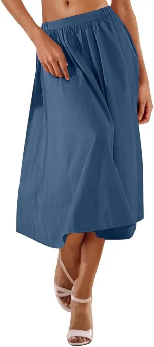 Women Casual Summer Lightweight A Line Skirts Elastic Waist Midi Skirt Beach Holiday Half Dress 2025 Trendy