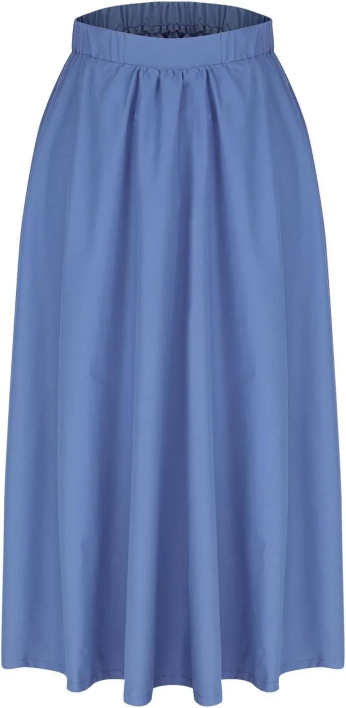 Women Casual Summer Lightweight A Line Skirts Elastic Waist Midi Skirt Beach Holiday Half Dress 2025 Trendy