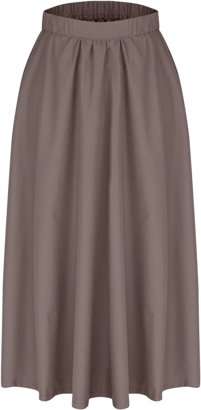 Women Casual Summer Lightweight A Line Skirts Elastic Waist Midi Skirt Beach Holiday Half Dress 2025 Trendy