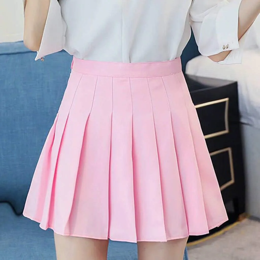 Women Cute Mini Pleated Skirt Summer Preppy Girl Y2k A-Line Skirts Casual Sexy High Waist Tennis Skater Short Skirt