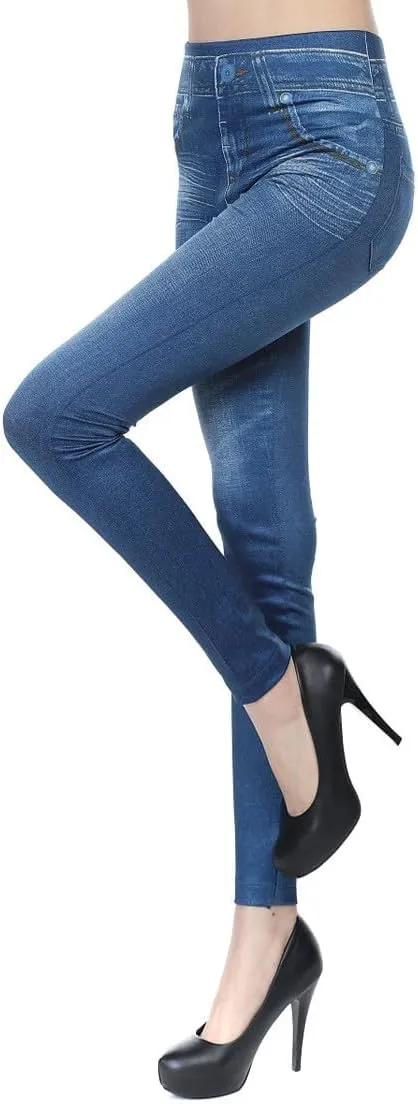 Women Fleece Jean Leggings High Waisted Skinny Pants Warm Thermal Jeggings Stretch Denim Leggings Slim Fit Jeans