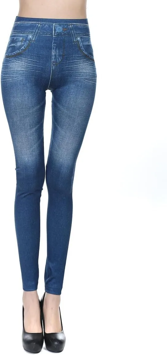 Women Fleece Jean Leggings High Waisted Skinny Pants Warm Thermal Jeggings Stretch Denim Leggings Slim Fit Jeans