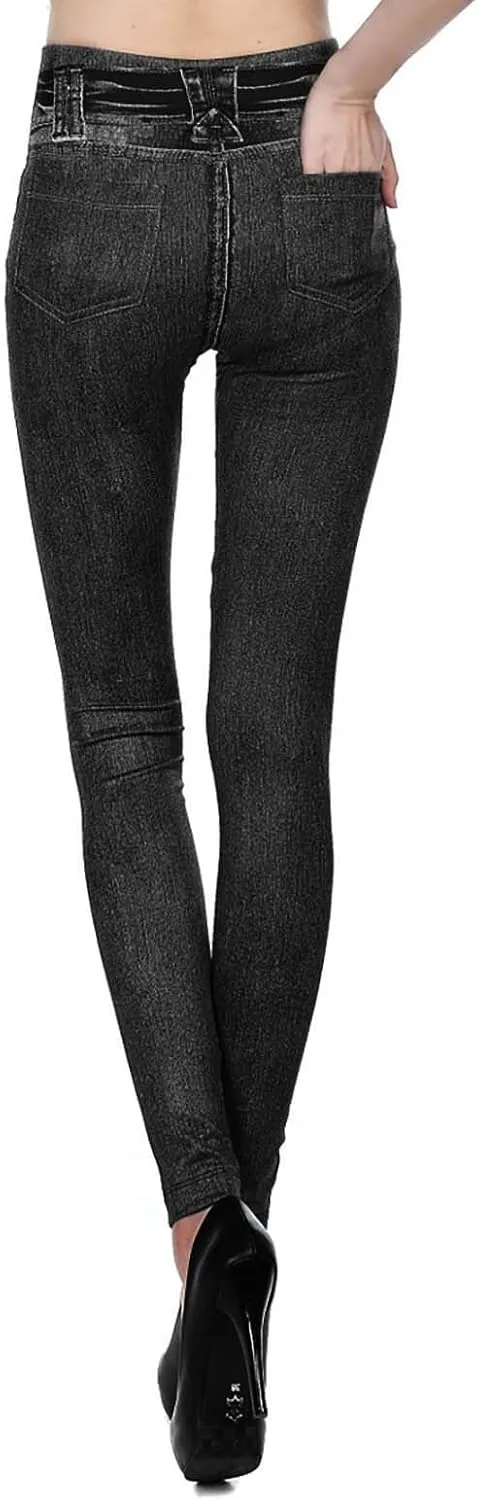 Women Fleece Jean Leggings High Waisted Skinny Pants Warm Thermal Jeggings Stretch Denim Leggings Slim Fit Jeans