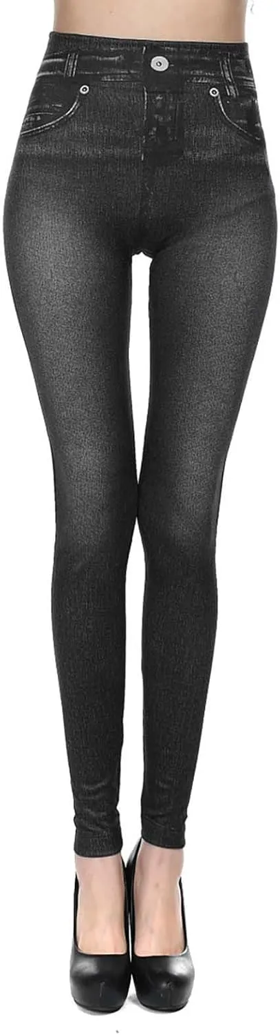 Women Fleece Jean Leggings High Waisted Skinny Pants Warm Thermal Jeggings Stretch Denim Leggings Slim Fit Jeans