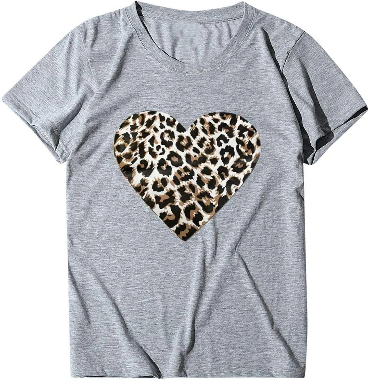 Women Love Heart Graphic Tees Shirt Short Sleeve Tops Tshirts Regular Fit Tunic Blouse Cute Funny Gift Clothes 2023