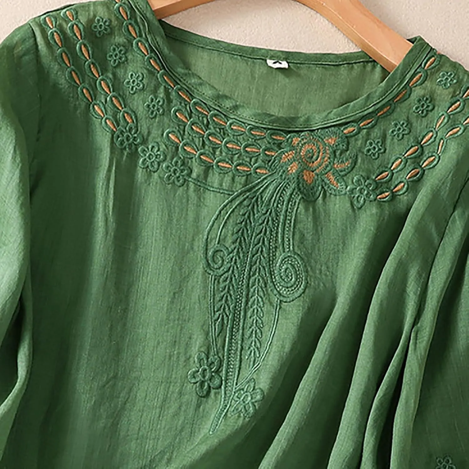 Women Mexican Embroidered Tops Cotton Linen Boho Shirts Guaze Peasant Summer Blouses Trendy Bohemian Clothes