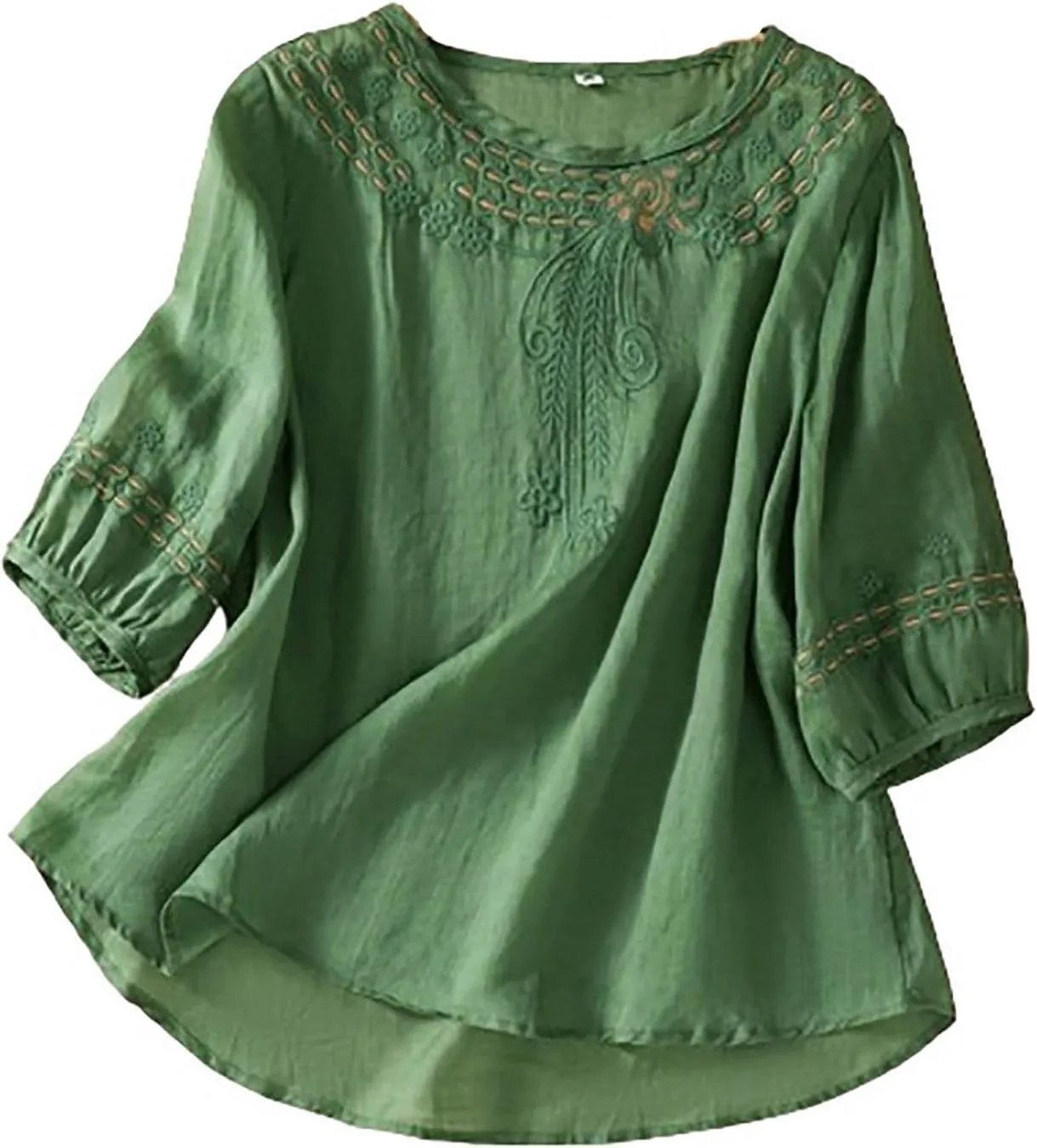 Women Mexican Embroidered Tops Cotton Linen Boho Shirts Guaze Peasant Summer Blouses Trendy Bohemian Clothes