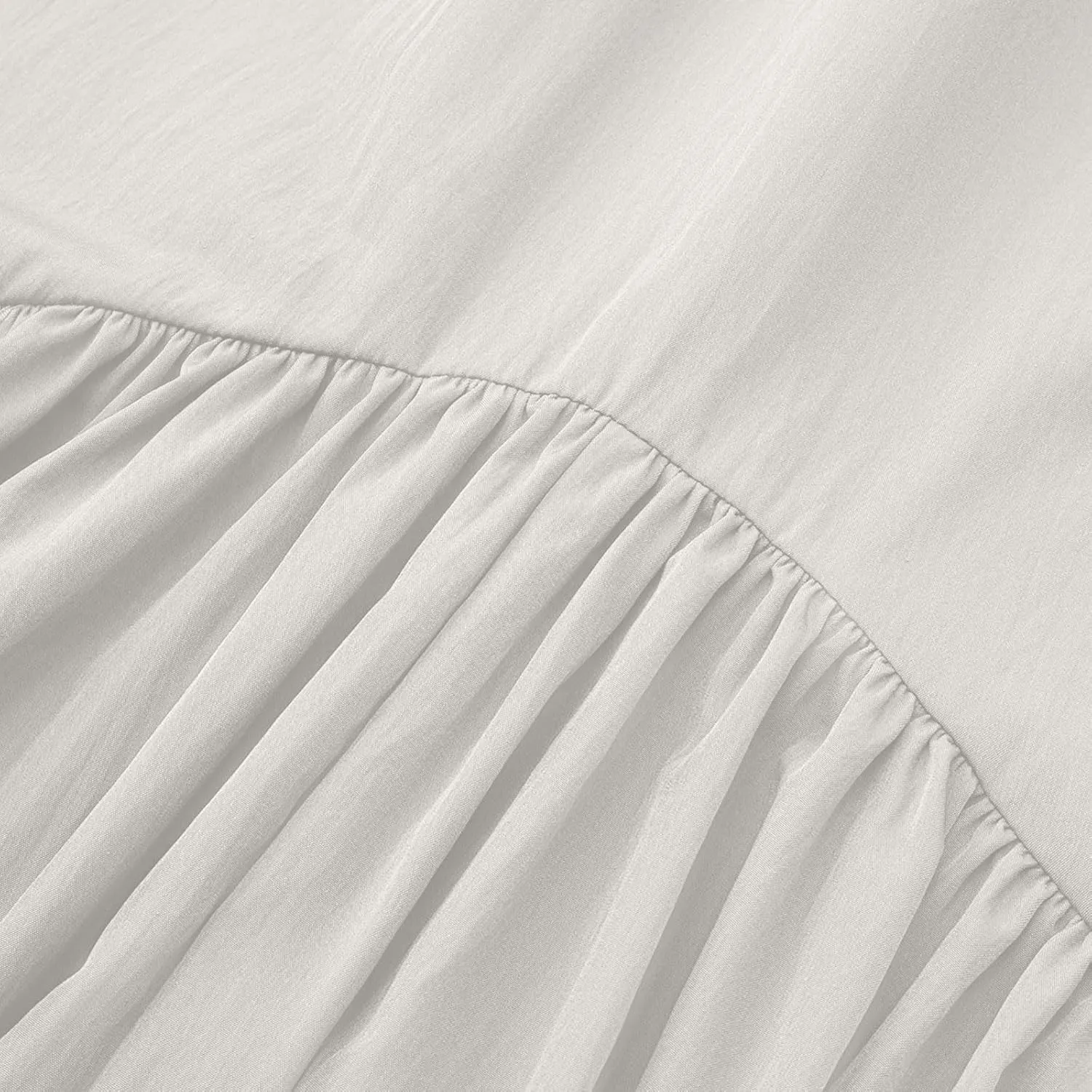 Women Ruched Ruffle Hem Long Skirt, Solid Color Comfy Drawstring Casual Skirts Loose Flowy Summer Clothes with Pockets