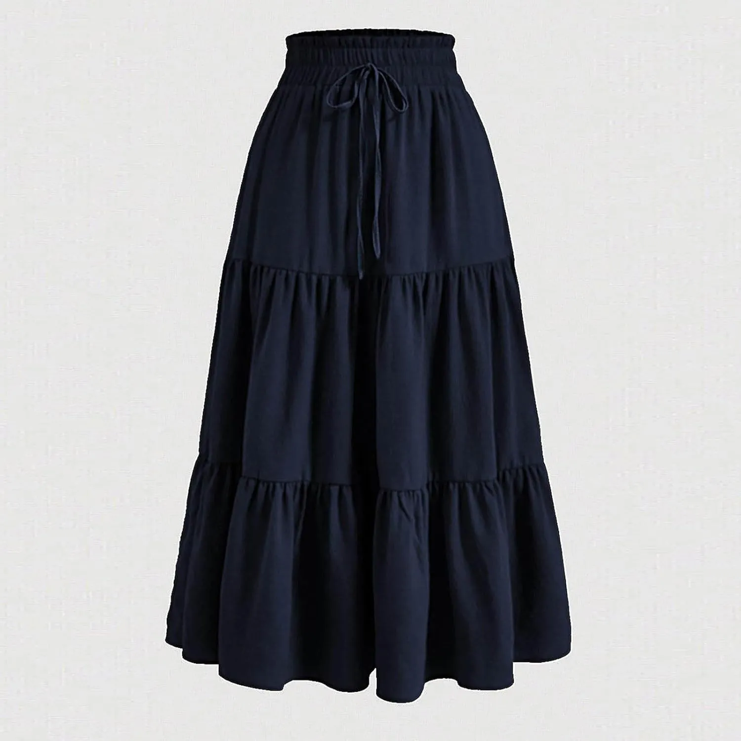 Women Summer Boho Skirts Long Flowy Skirt Tiered A-Line Skirts Maxi Floral Skirt Pleated Beach Skirt High Waist Skirt
