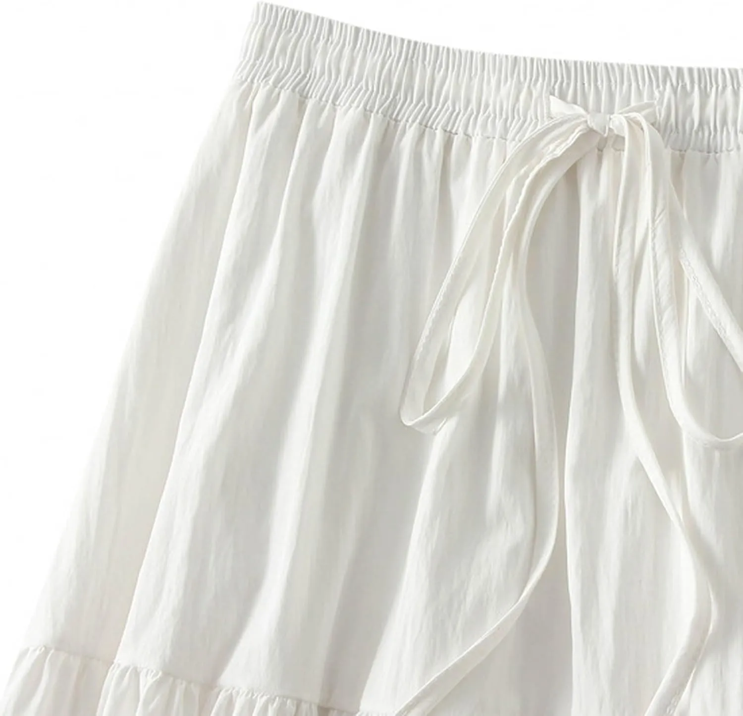 Women Summer Flowy Boho Maxi Skirt Trendy 2025 Drawstring Tiered A-Line Pleated Flowy Long Beach Skirt Elastic Waist