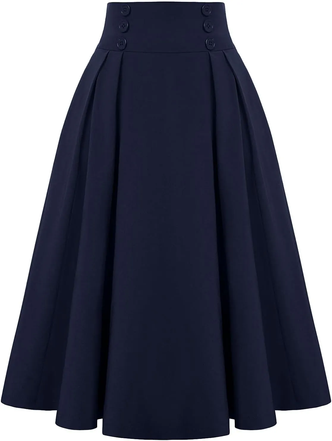 Women Vintage Renaissance Skirts High Waist Pleated Skirt with Pockets Elegant A-Line Maxi Solid Long