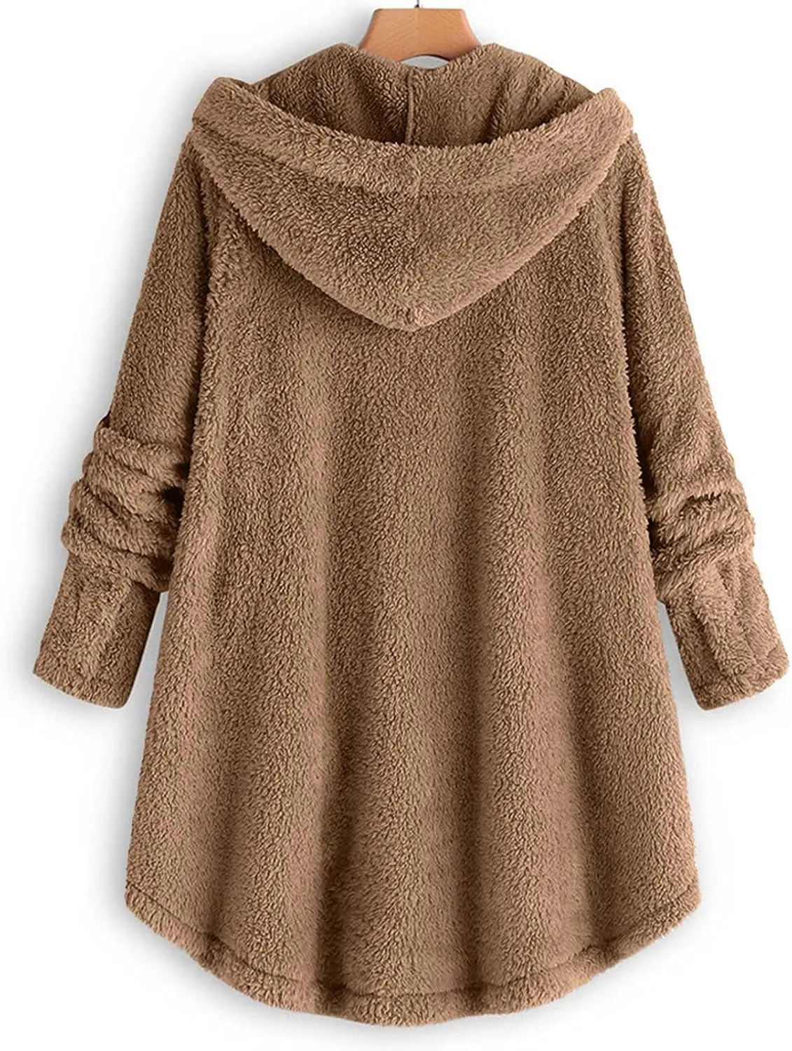 Womens Casual Fleece Jackets Oversized Button Down Winter Hooded Coats Long Sleeve Cardigan Sweater With Pockets