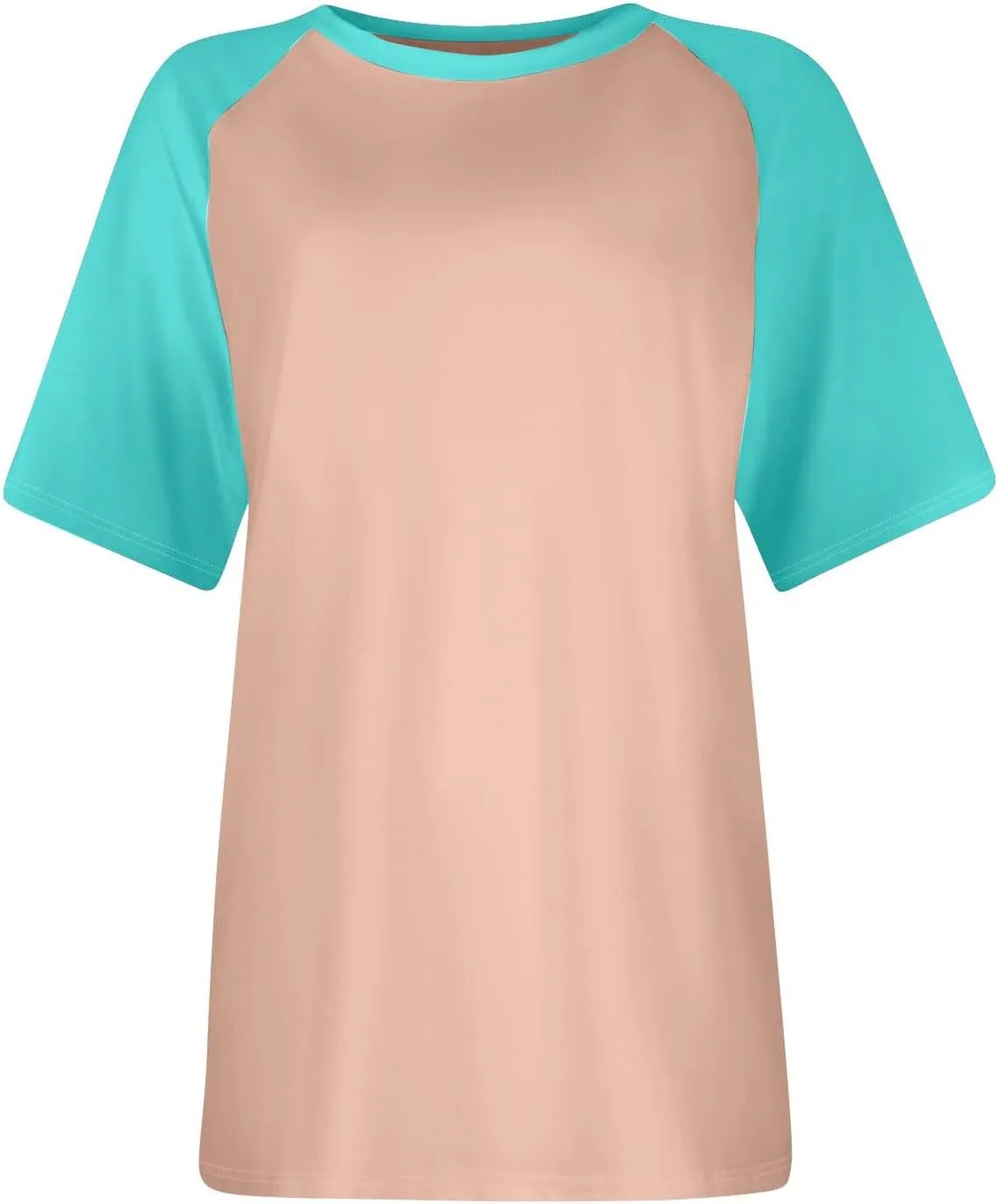 Womens Color Block Short Sleeve T Shirts 2025 Summer Raglan Crew Neck Trendy Tops Plus Size Casual Tunic Cute Blouse