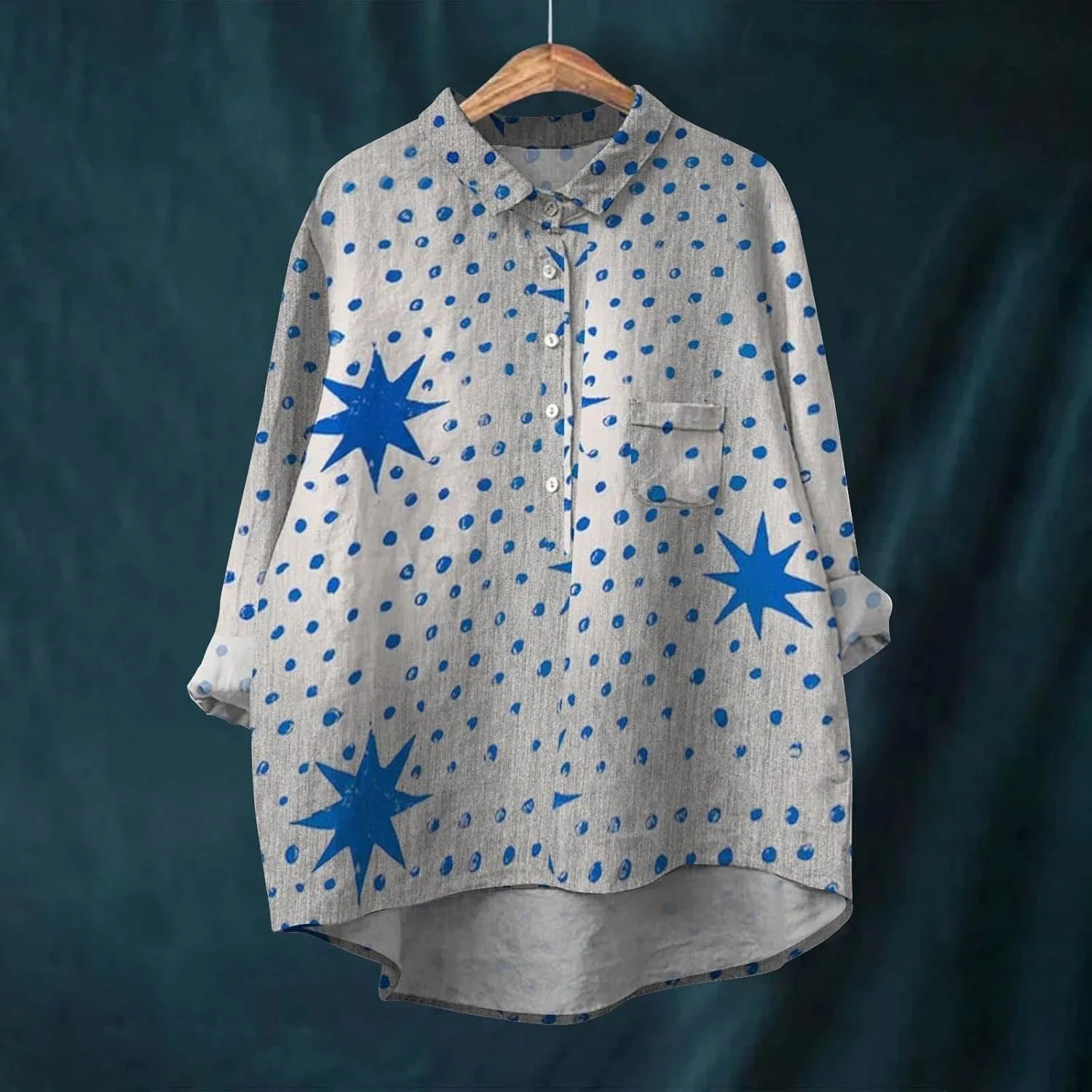 Womens Cotton Button Down Shirts Long Sleeve Collared Tops Work Office Blouse Shirt Summer Tops Casual Tunic Blouse