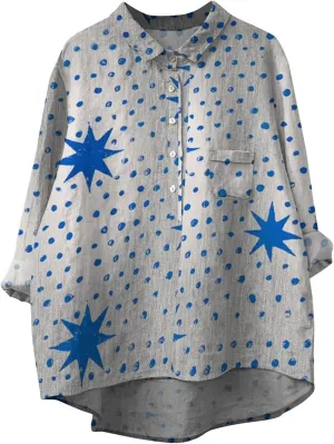 Womens Cotton Button Down Shirts Long Sleeve Collared Tops Work Office Blouse Shirt Summer Tops Casual Tunic Blouse