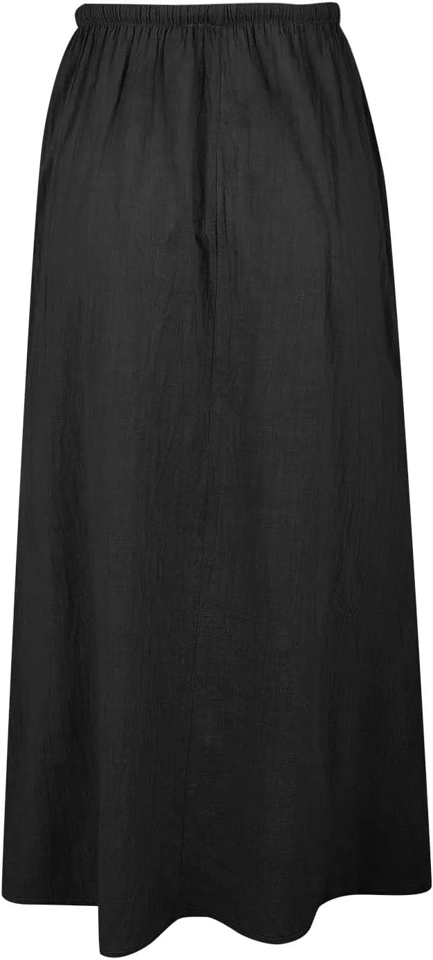 Womens Cotton Linen Maxi Skirt Trendy Boho Spring Summmer A Line Skirts Drawstring Waist Long Flowy Skirts