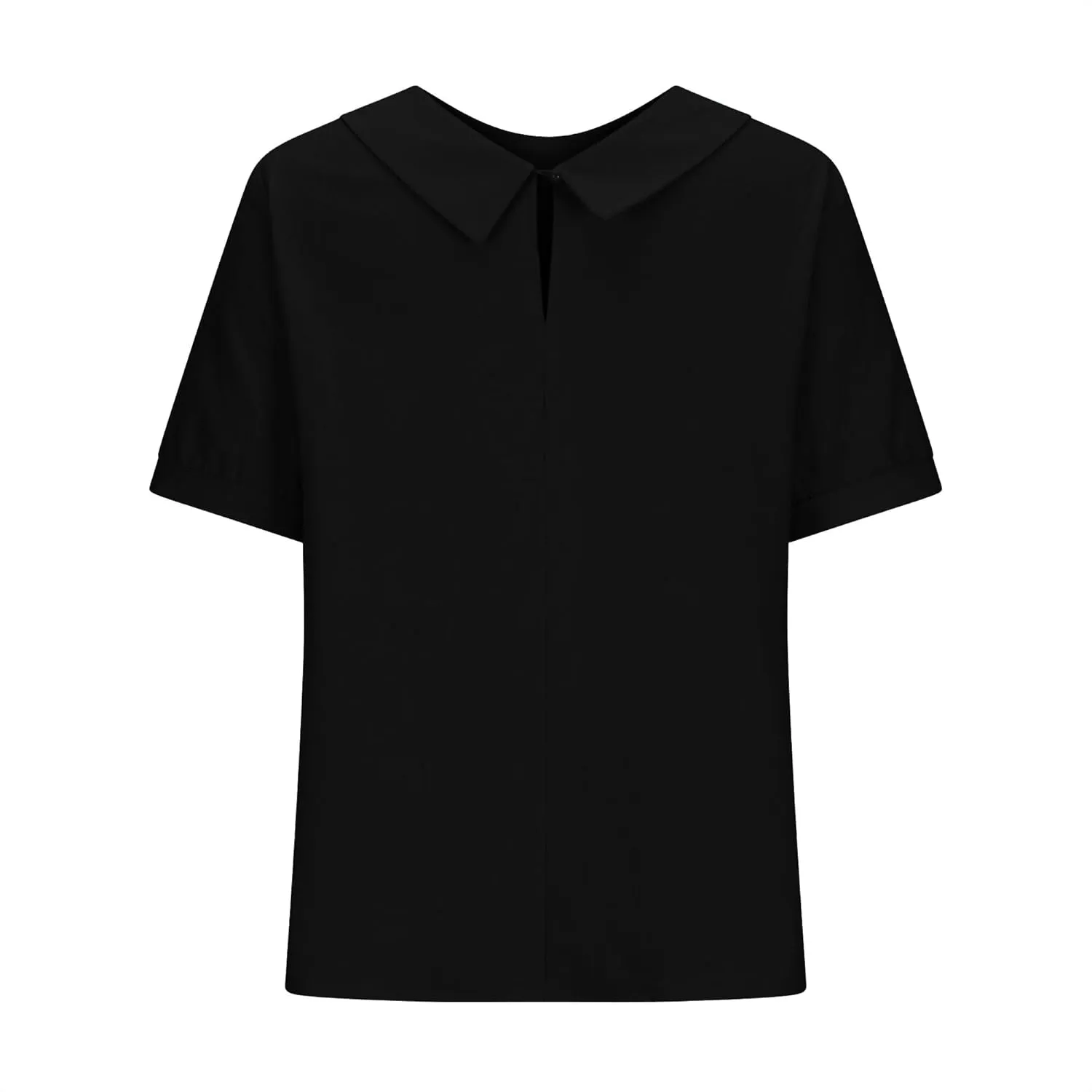 Women's Cotton Shirts Cute Peter Pan Collar Blouse Women Summer Cotton Tops Puff Sleeve Casual Cotton Tunic Tops