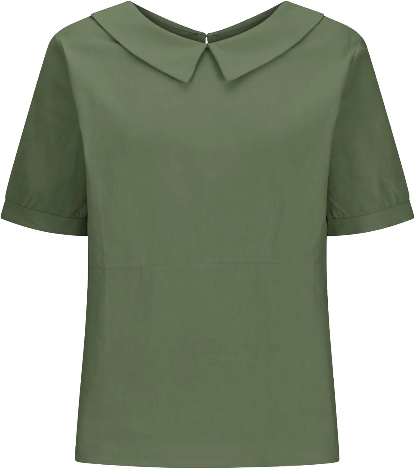 Women's Cotton Shirts Cute Peter Pan Collar Blouse Women Summer Cotton Tops Puff Sleeve Casual Cotton Tunic Tops