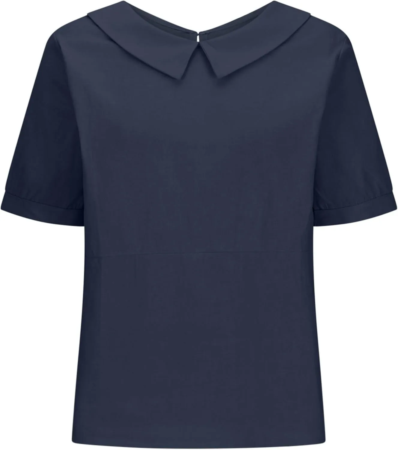Women's Cotton Shirts Cute Peter Pan Collar Blouse Women Summer Cotton Tops Puff Sleeve Casual Cotton Tunic Tops