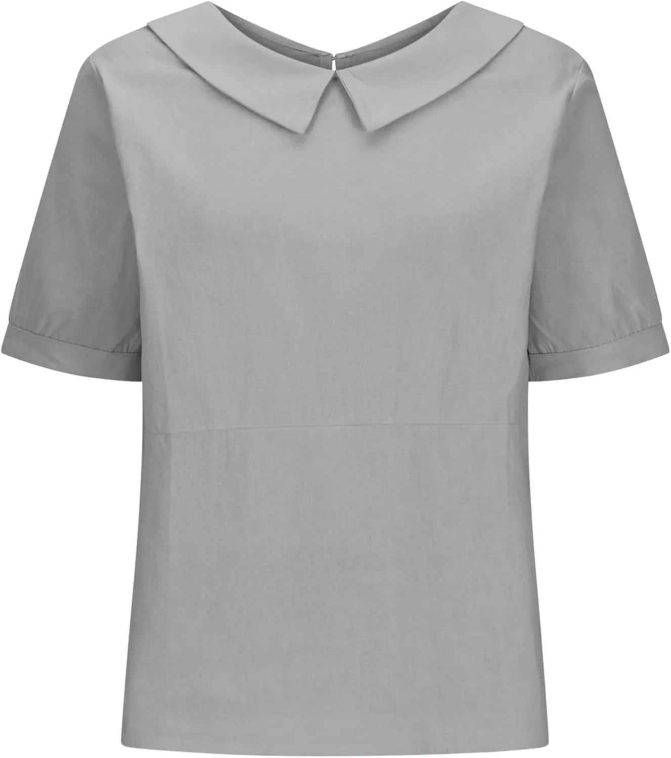 Women's Cotton Shirts Cute Peter Pan Collar Blouse Women Summer Cotton Tops Puff Sleeve Casual Cotton Tunic Tops