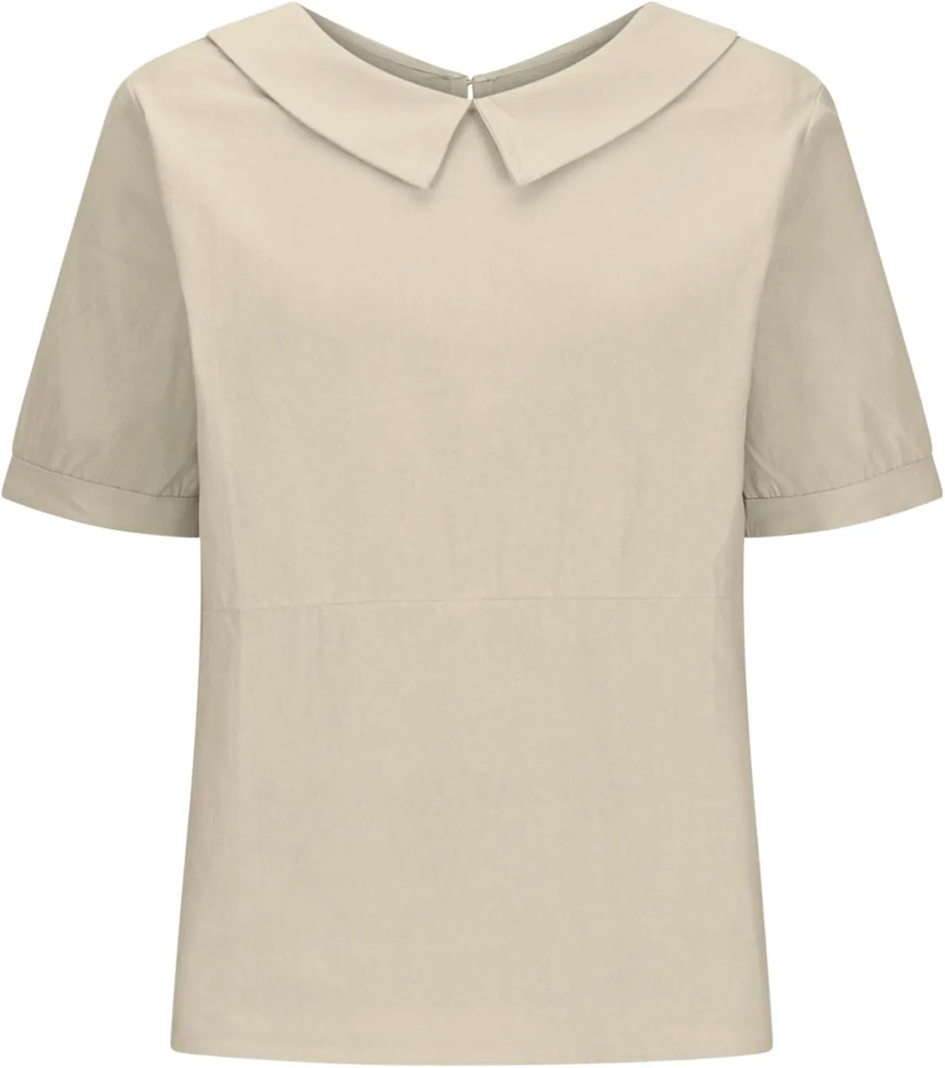 Women's Cotton Shirts Cute Peter Pan Collar Blouse Women Summer Cotton Tops Puff Sleeve Casual Cotton Tunic Tops
