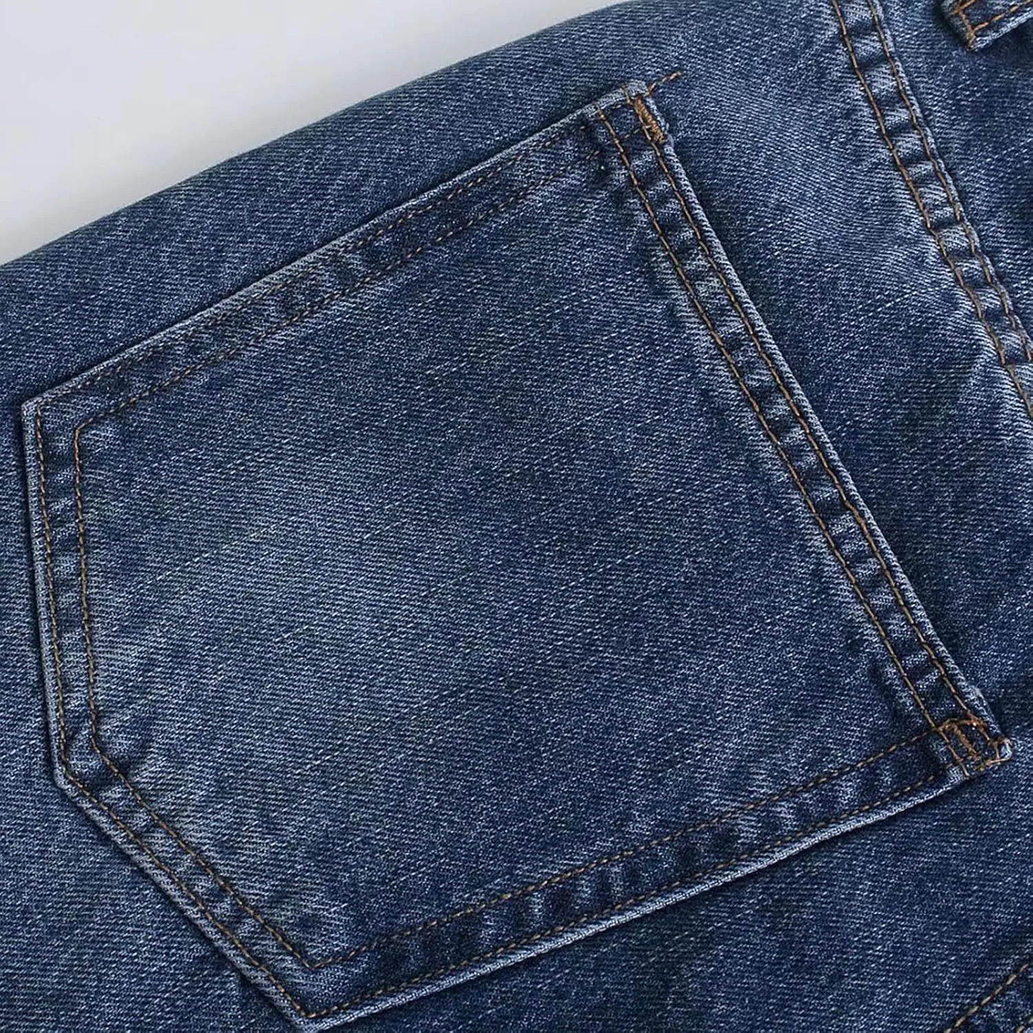Women's Denim Pants Western Style Stretch High Waisted Straight Jeans Pants Slim Fit Full Length Street Trouser