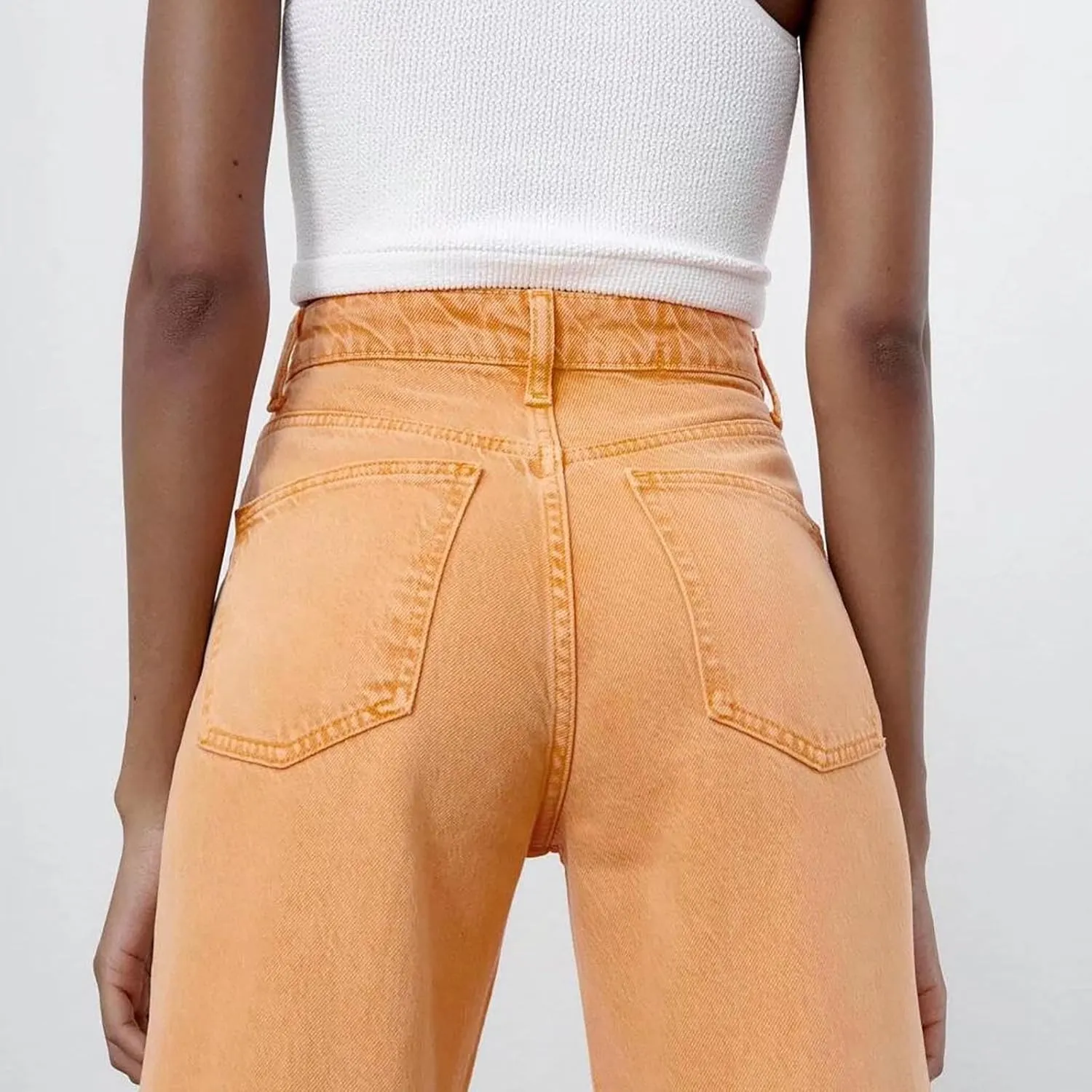 Women's Denim Pants Western Style Stretch High Waisted Straight Jeans Pants Slim Fit Full Length Street Trouser