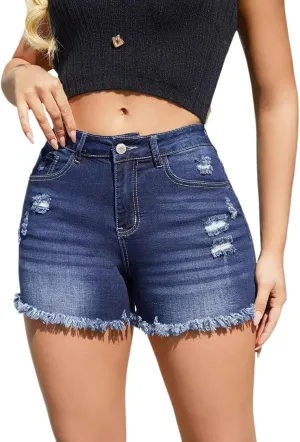 Women's Denim Shorts Casual High Waisted Slim Fit Jeans Shorts Summer Ripped Fringe Hot Pants Teen Girls Streetwear