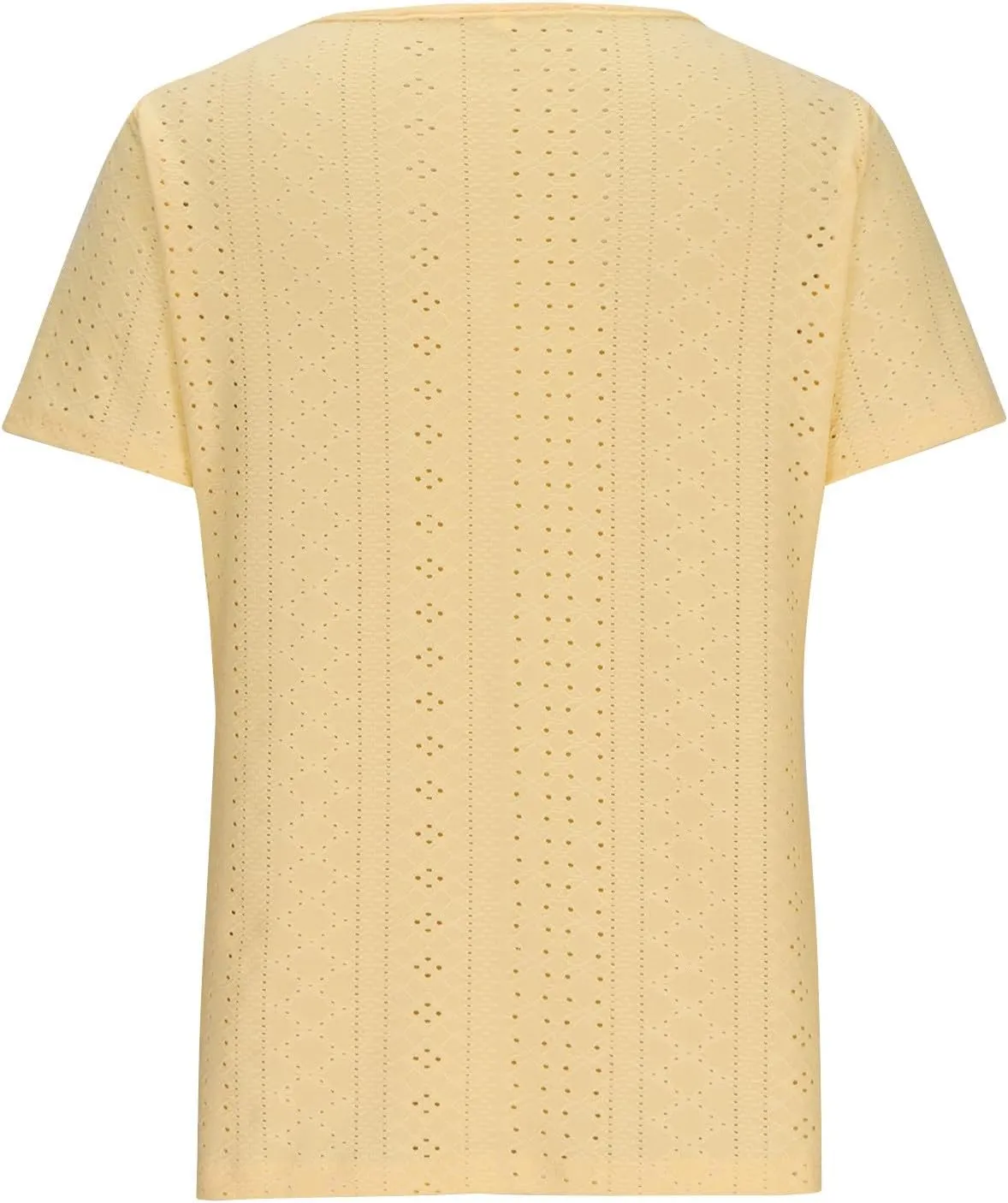 Womens Eyelet T-Shirts Sexy Scoop Neck Tops Casual Solid Short Sleeve Shirts Trendy 2024 Summer Button Tees