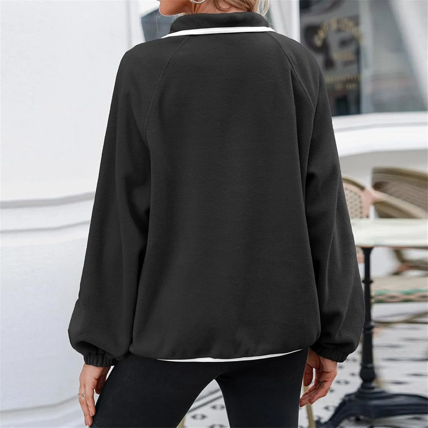 womens fleece sweatshirt jacket 2024 trendy long sleeve sherpa lined thermal pullover tops long sleeve outwear coat