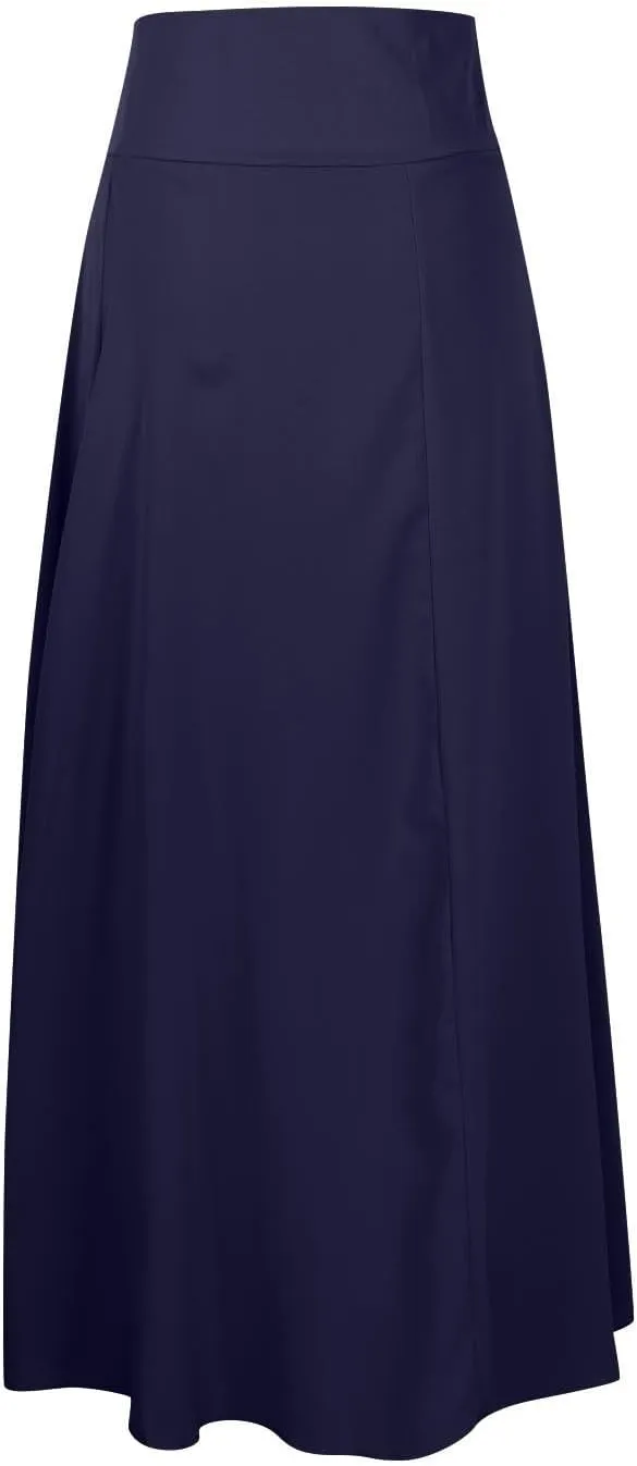 Women's Flowy Long Maxi Skirt Asymmetrical High Low Hem Flared Skirt Casual Slit Wrap Skirt Solid High Waist Skirt