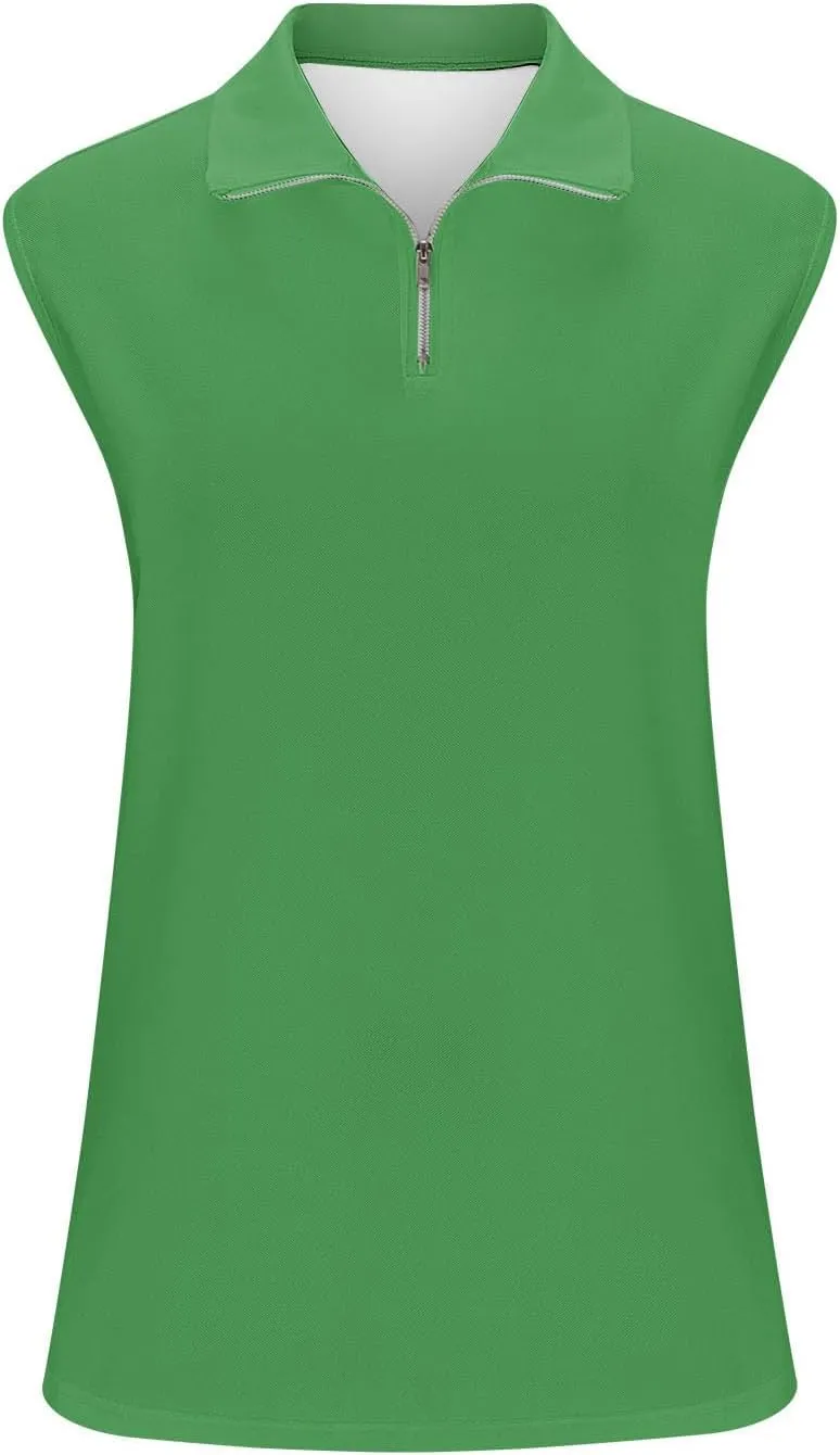 Womens Golf Shirt Tank Tops 1/4 Zip Tennis Tank Tops with Collar Outdoor Lightweight Quick Dry Workout Athletic Tops