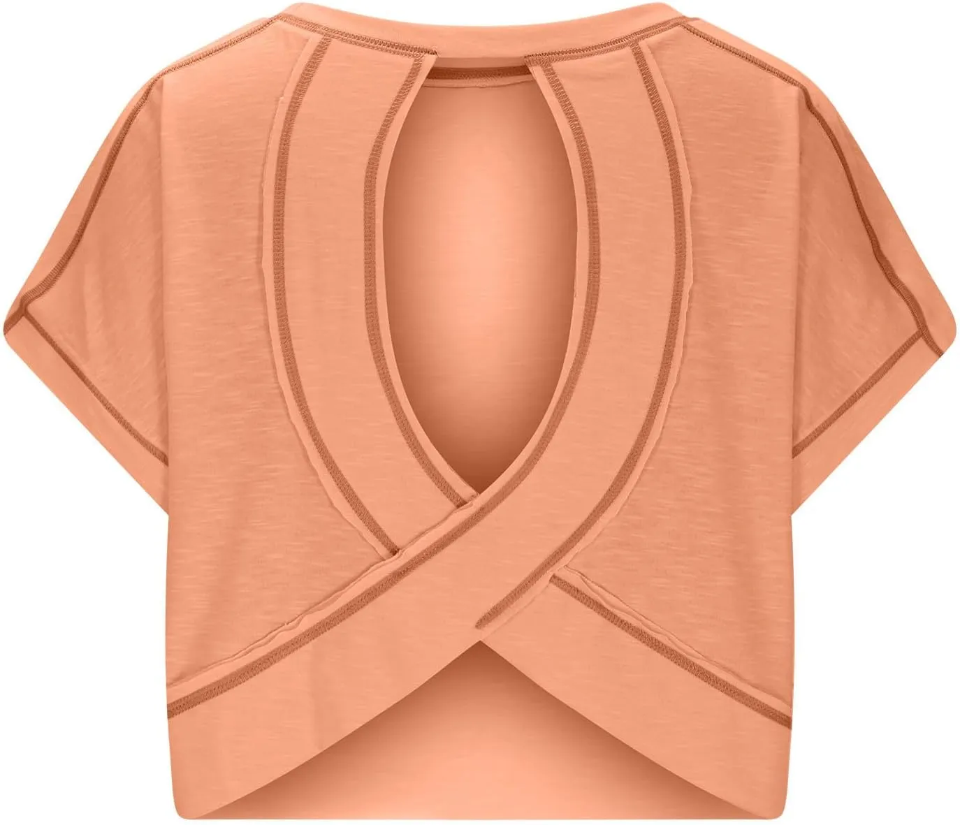 Womens Gym Yoga Tops Backless Casual Fashion Open Back Athletic Shirts Solid Color Running Crop Workout Tee Tops