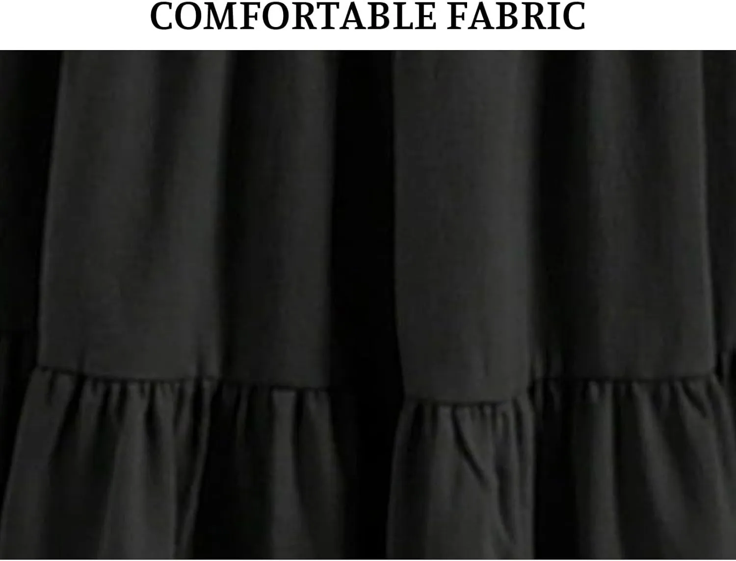 Womens High Elastic Waist Midi Skirt Summer Flowy Ruffle Pleated A line Skirts Lightweight Boho Tiered Skirt