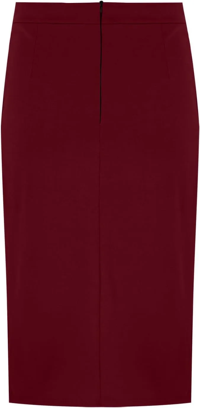 Womens High Waist Bodycon Skirts Summer Casual Soft Stretchy Slim Fit Split Slit Hem Business Work Midi Pencil Skirt