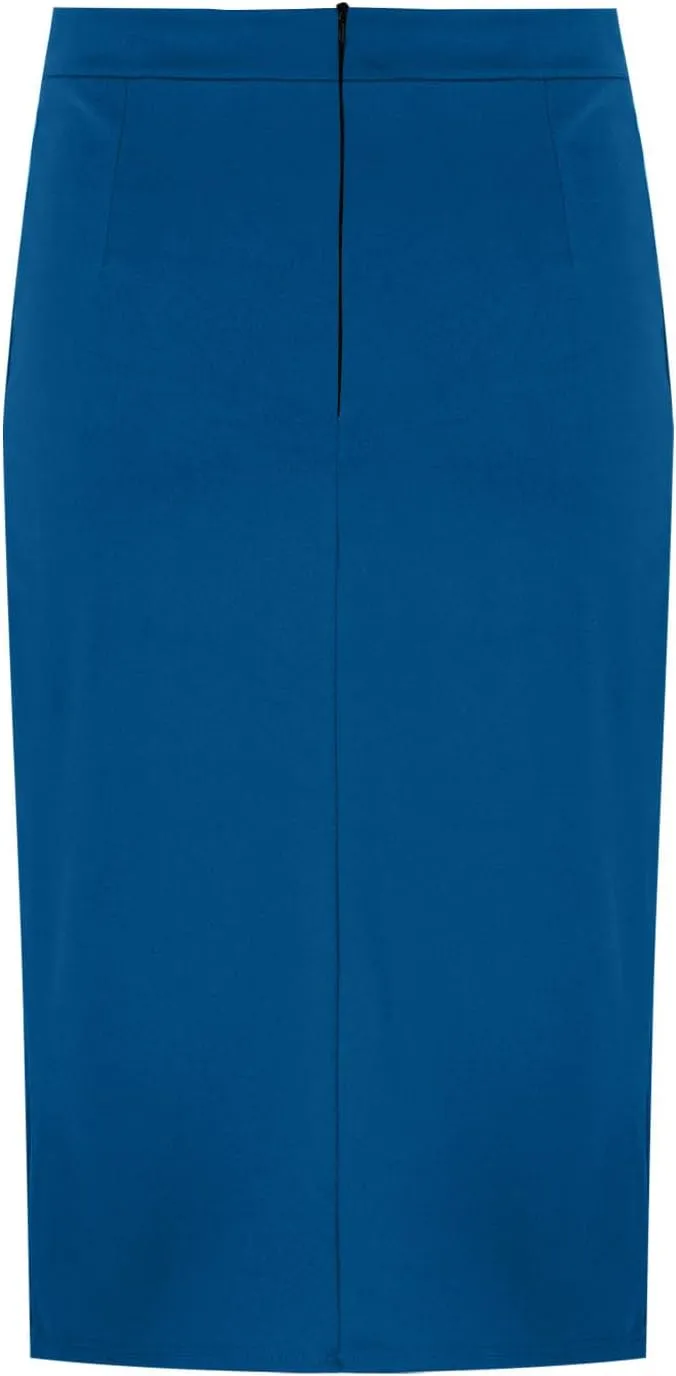 Womens High Waist Bodycon Skirts Summer Casual Soft Stretchy Slim Fit Split Slit Hem Business Work Midi Pencil Skirt