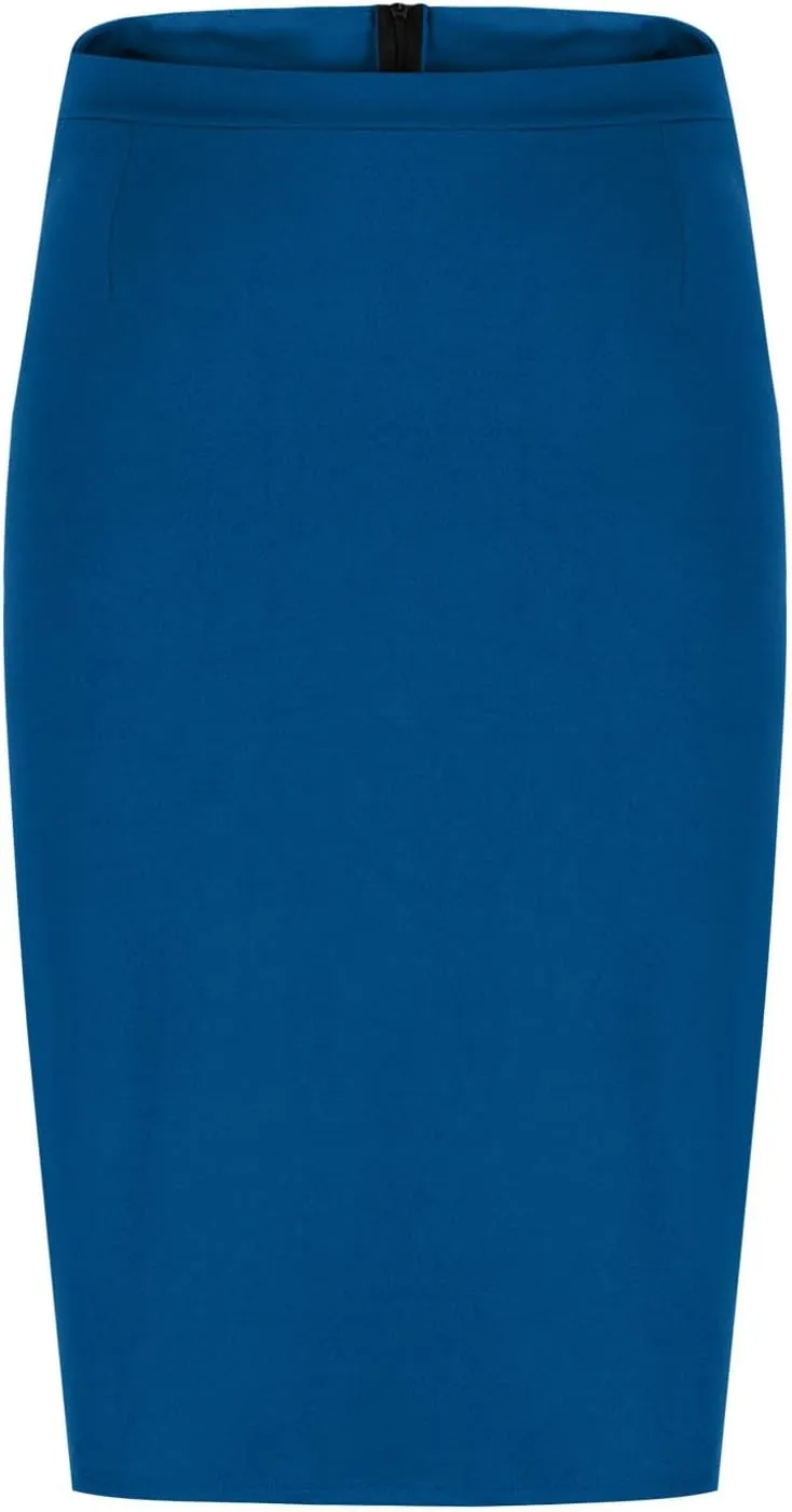 Womens High Waist Bodycon Skirts Summer Casual Soft Stretchy Slim Fit Split Slit Hem Business Work Midi Pencil Skirt