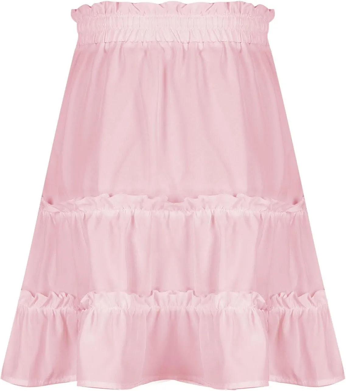 Women's High Waisted Casual Mini Skirt Drawstring Layered Frill Trim A-Line Skirts Summer Boho Flowy Beach Skirts