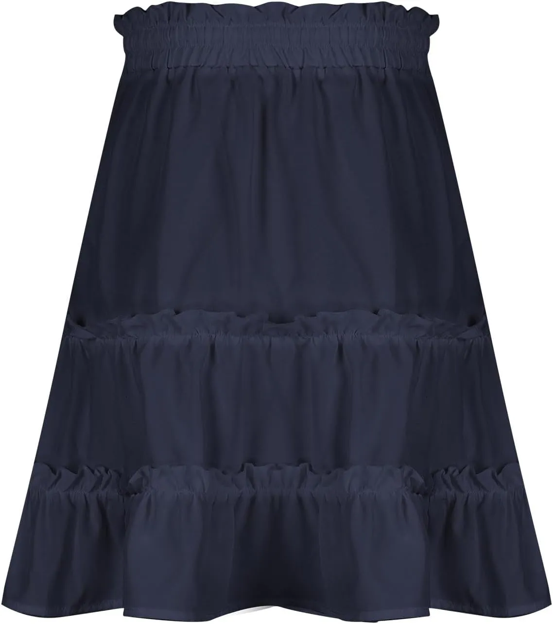 Women's High Waisted Casual Mini Skirt Drawstring Layered Frill Trim A-Line Skirts Summer Boho Flowy Beach Skirts