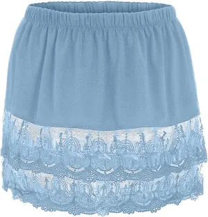 Womens Lace Shirt Extender Plus Size Lace Underskirt Layering Fake Top Lower Sweep Skirt Fake Hemline Mini Skirt