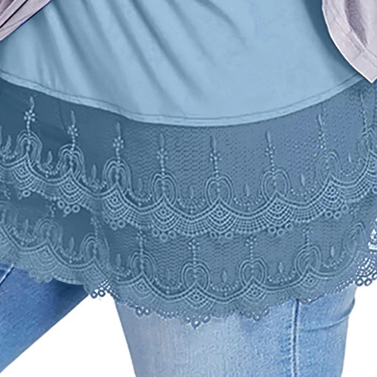 Womens Lace Shirt Extender Plus Size Lace Underskirt Layering Fake Top Lower Sweep Skirt Fake Hemline Mini Skirt