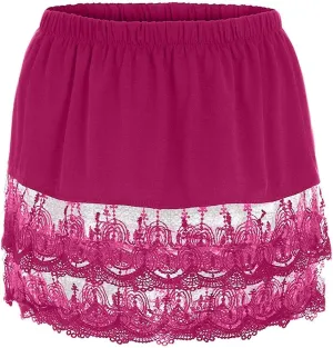 Womens Lace Shirt Extender Plus Size Lace Underskirt Layering Fake Top Lower Sweep Skirt Fake Hemline Mini Skirt